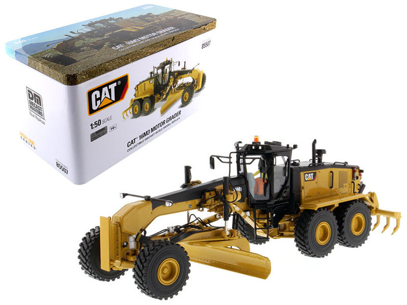 CAT Caterpillar 16M3 Motor Grader with Operator "High Line Series" 1/50 Diecast Model by Diecast Masters-0