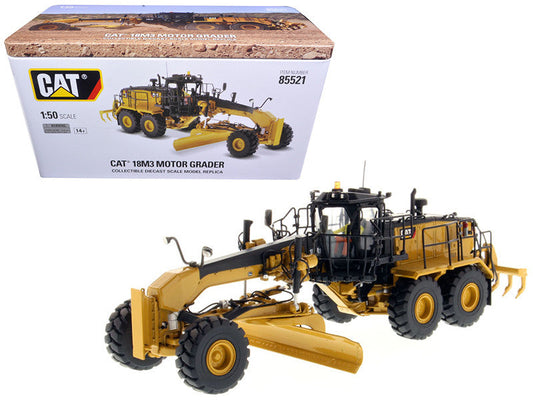 CAT Caterpillar 18M3 Motor Grader with Operator "High Line Series" 1/50 Diecast Model by Diecast Masters Diecast Masters