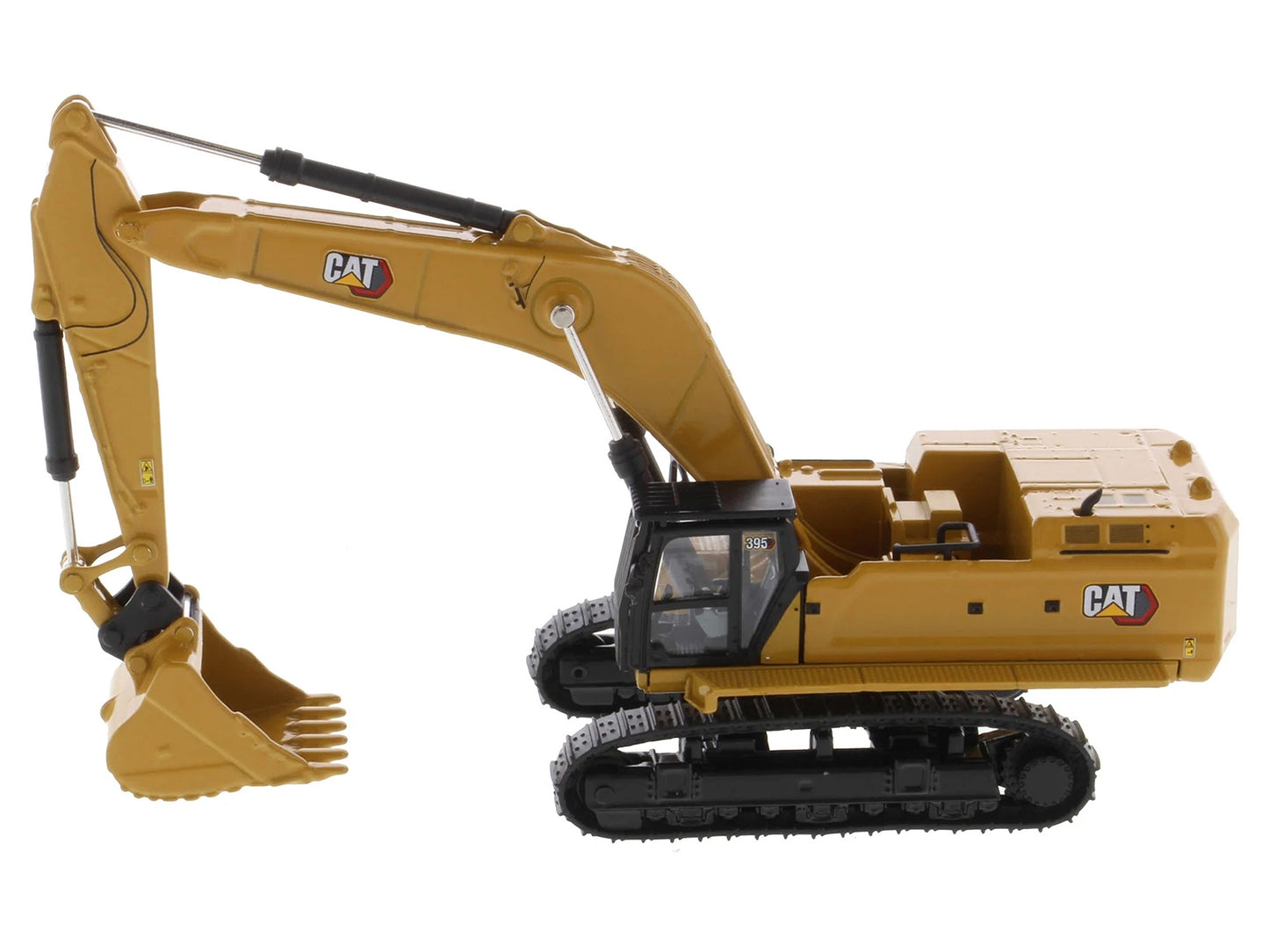 CAT Caterpillar 395 Next-Generation Hydraulic Excavator (General Purpose Version) Yellow with Additional Tools "High Line Series" 1/87 (HO) Diecast Model by Diecast Masters