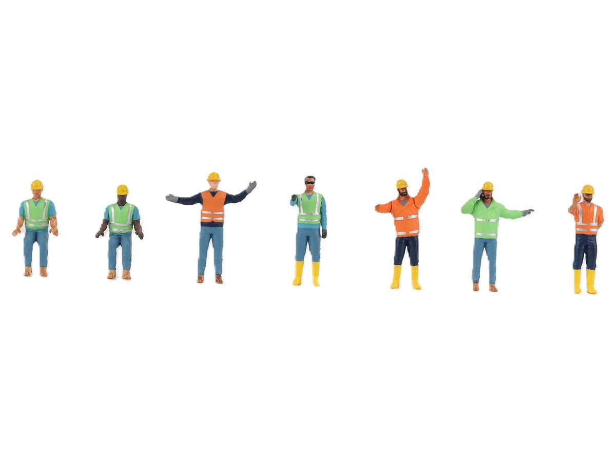 "Construction Workers" 7 Piece Figure Set for 1/50 Scale Models by Diecast Masters Diecast Masters