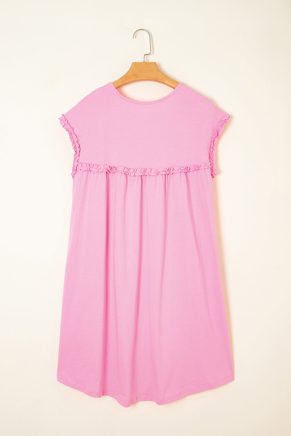 Keily Frilled Trim Loose Fit Mini Dress Threaded Pear