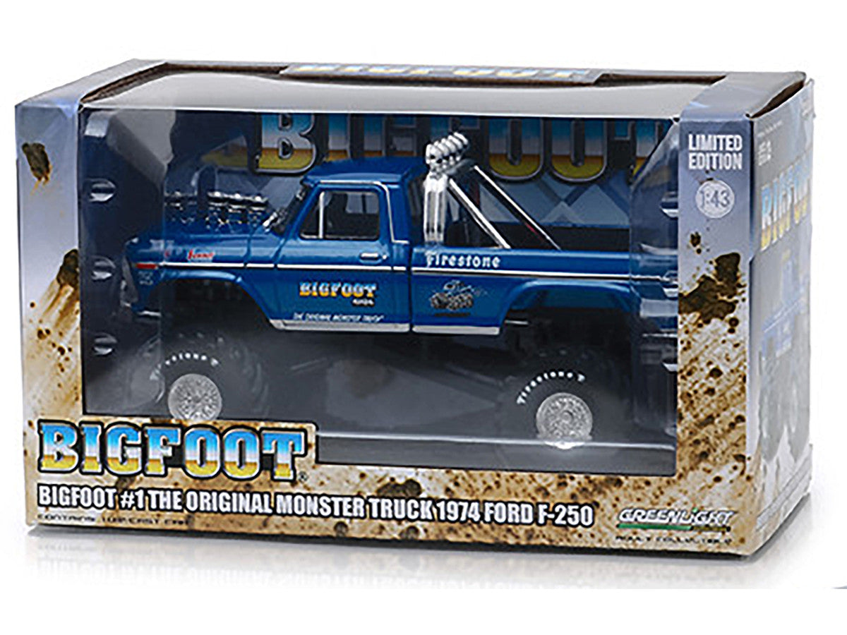 1974 Ford F-250 Ranger XLT Monster Truck Bigfoot #1 "The Original Monster Truck" Blue "Kings of Crunch" 1/43 Diecast Model Car by Greenlight-2