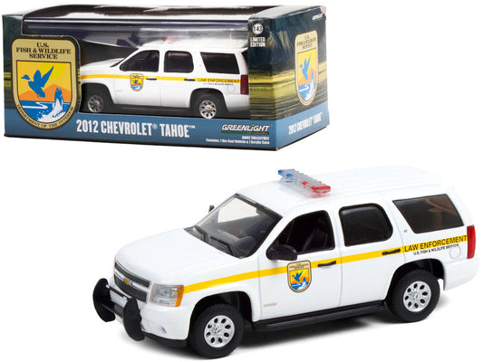 2012 Chevrolet Tahoe White with Yellow Stripes "U.S. Fish & Wildlife Service Law Enforcement" 1/43 Diecast Model Car by Greenlight Greenlight