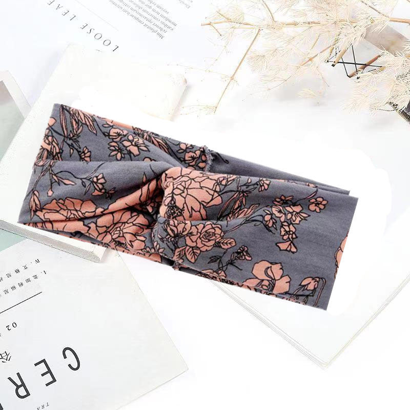 Sweat-absorbent And Anti-perspirant Bundled Headband With Wide-brimmed Print Headband LadyShow.Store