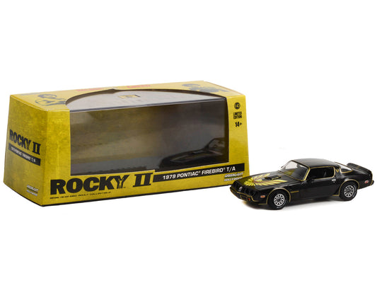 1979 Pontiac Firebird T/A Trans Am Black with Hood Phoenix "Rocky II (1979) Movie" 1/43 Diecast Model Car by Greenlight-1