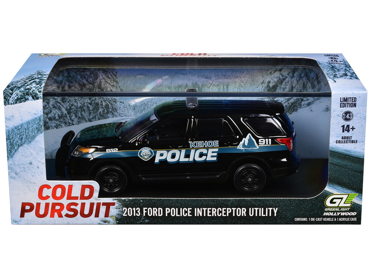 2013 Ford Police Interceptor Utility "Kehoe Police Department Kehoe Colorado" Black with White Stripes "Cold Pursuit" (2019) Movie 1/43 Diecast Model Car by Greenlight Greenlight