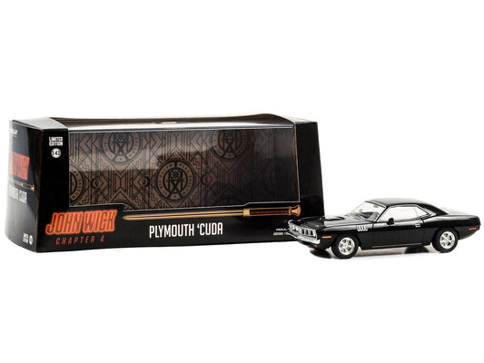 1971 Plymouth Barracuda Black "John Wick: Chapter 4" (2023) Movie "Hollywood" Series 1/43 Diecast Model Car by Greenlight