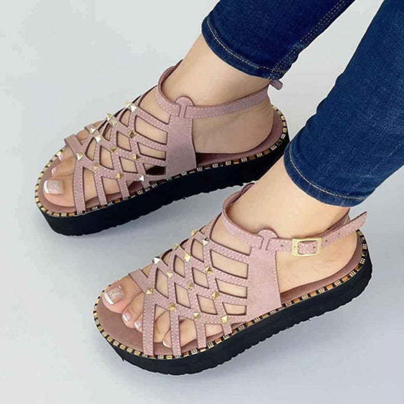 Thick Sole Rivet Summer Fashion Personality Roman Sandals LadyShow.Store