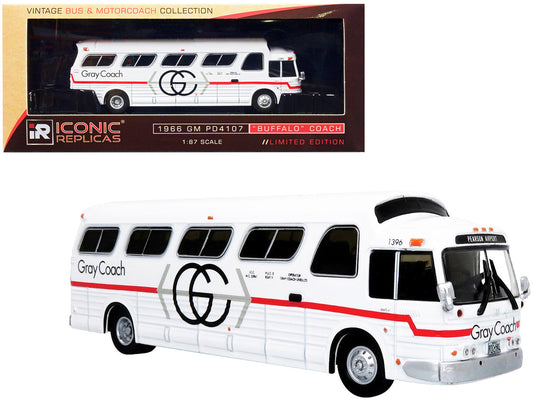 1966 GM PD4107 "Buffalo" Coach Bus "Gray Coach" Destination: "Pearson Airport" Toronto (Ontario Canada) "Vintage Bus & Motorcoach Collection" 1/87 Diecast Model by Iconic Replicas Iconic Replicas