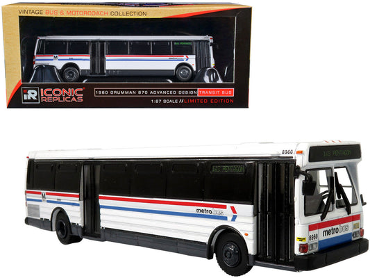 1980 Grumman 870 Advanced Design Transit Bus WMATA (Washington Metropolitan Area Transit Authority) Metro Bus "16S Pentagon" "Vintage Bus & Motorcoach Collection" 1/87 Diecast Model by Iconic Replicas Iconic Replicas