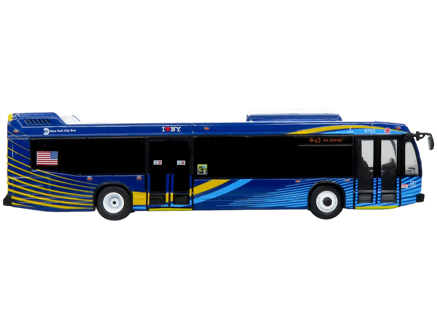 Nova Bus LFSd Transit Bus MTA New York City (MTA NY) "Q3 JFK Airport" Limited Edition to 504 pieces Worldwide 1/87 (HO) Diecast Model by Iconic Replicas