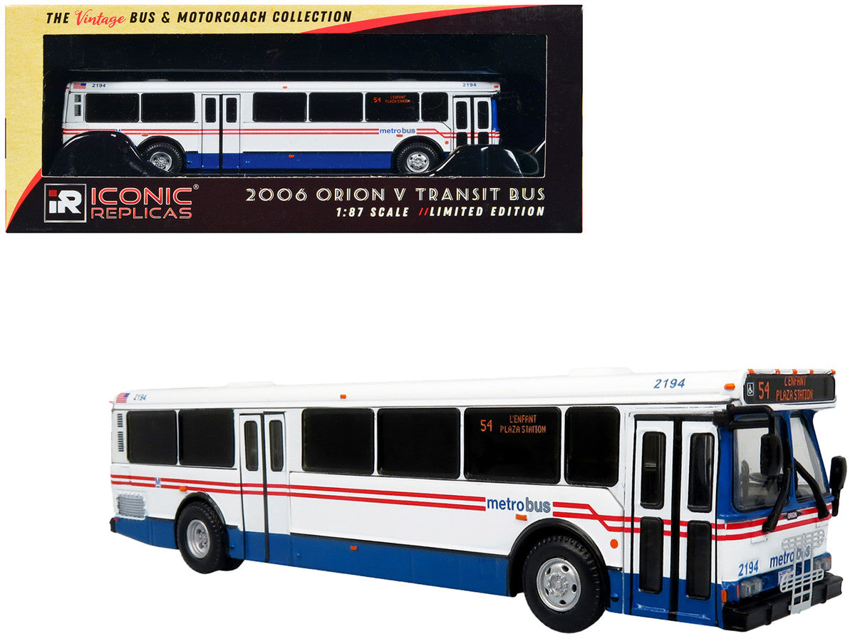 2006 Orion V Transit Bus WMATA Washington "54 L'Enfant Plaza Station" Limited Edition "The Vintage Bus and Motorcoach Collection" 1/87 (HO) Diecast Model by Iconic Replicas Iconic Replicas