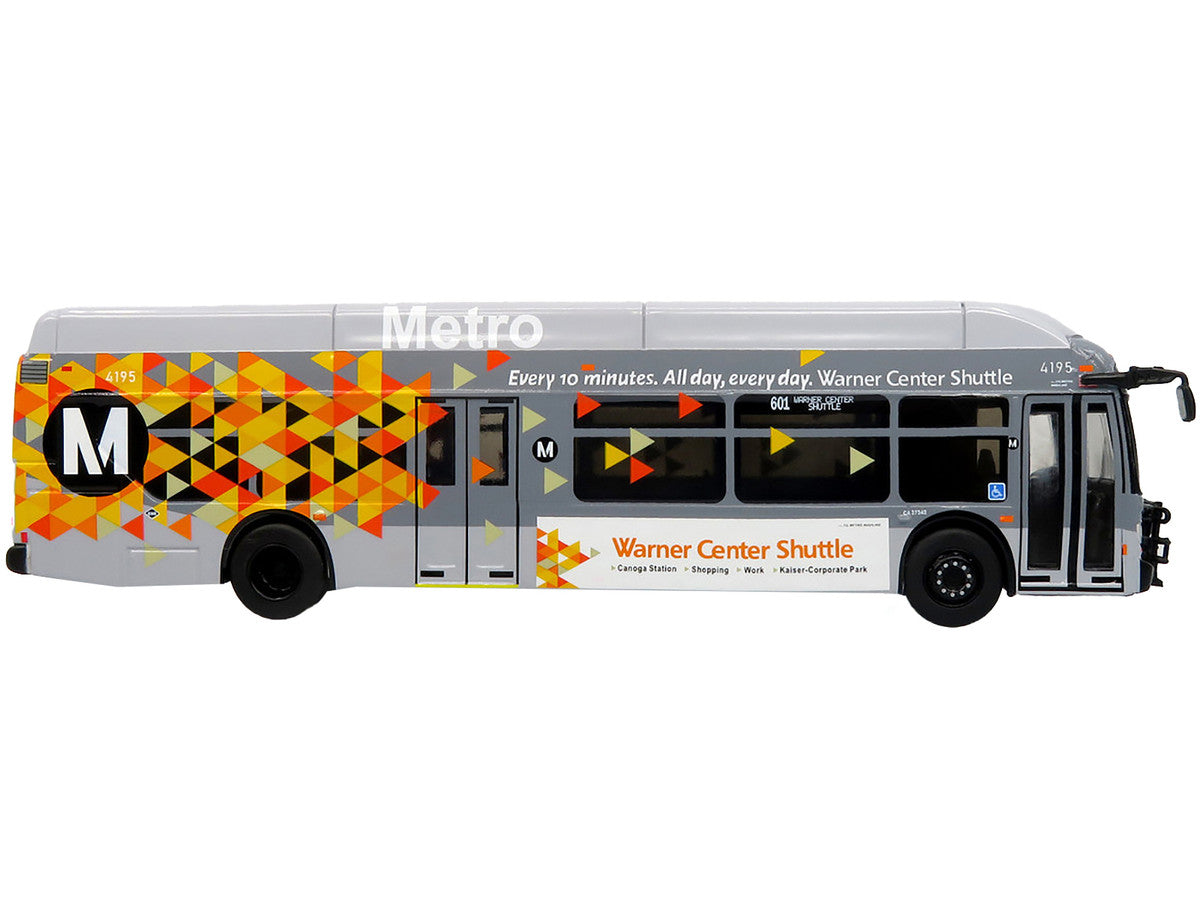 New Flyer Xcelsior XN40 Transit Bus "Los Angeles Metro - Warner Center Shuttle" Gray with Graphics "The Bus & Motorcoach Collection" Limited Edition 1/87 (HO) Diecast Model by Iconic Replicas Iconic Replicas