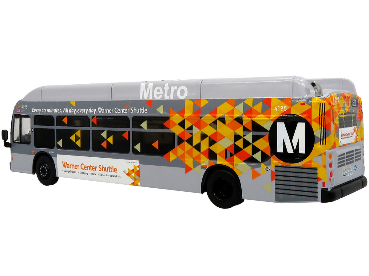 New Flyer Xcelsior XN40 Transit Bus "Los Angeles Metro - Warner Center Shuttle" Gray with Graphics "The Bus & Motorcoach Collection" Limited Edition 1/87 (HO) Diecast Model by Iconic Replicas Iconic Replicas