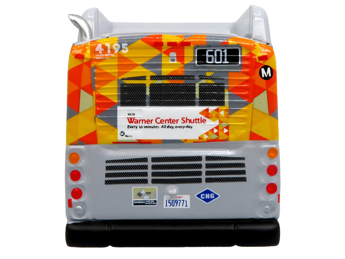 New Flyer Xcelsior XN40 Transit Bus "Los Angeles Metro - Warner Center Shuttle" Gray with Graphics "The Bus & Motorcoach Collection" Limited Edition 1/87 (HO) Diecast Model by Iconic Replicas Iconic Replicas