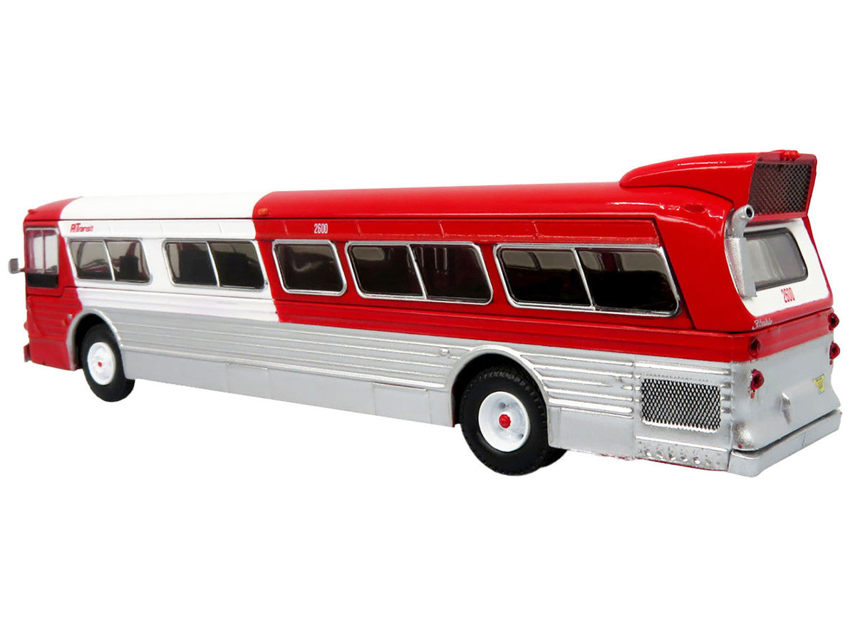 Flxible 53102 New Look Transit Bus "Pittsburgh Area Transit" Red and White "Vintage Bus & Motorcoach Collection" Limited Edition 1/87 (HO) Diecast Model by Iconic Replicas-1