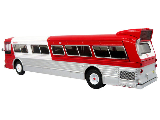 Flxible 53102 New Look Transit Bus "Pittsburgh Area Transit" Red and White "Vintage Bus & Motorcoach Collection" Limited Edition 1/87 (HO) Diecast Model by Iconic Replicas-1