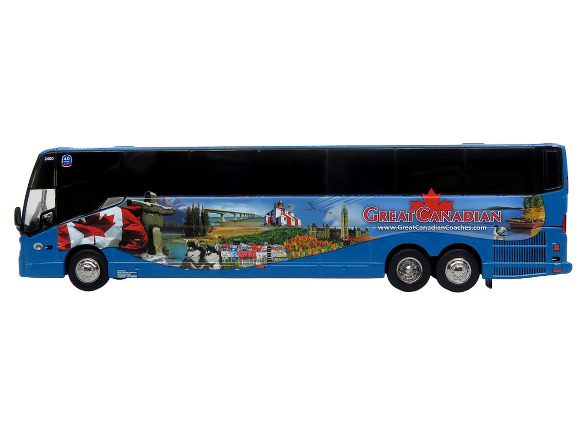 Prevost H3-45 Coach Bus "Great Canadian Coaches" Blue with Graphics Limited Edition 1/87 (HO) Diecast Model by Iconic Replicas Iconic Replicas