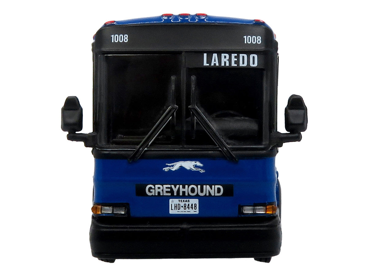 2001 MCI D4000 Coach Bus "Greyhound" Blue with Stripes "Vintage Bus & Motorcoach Collection" Limited Edition to 504 pieces Worldwide 1/87 (HO) Diecast Model by Iconic Replicas-2