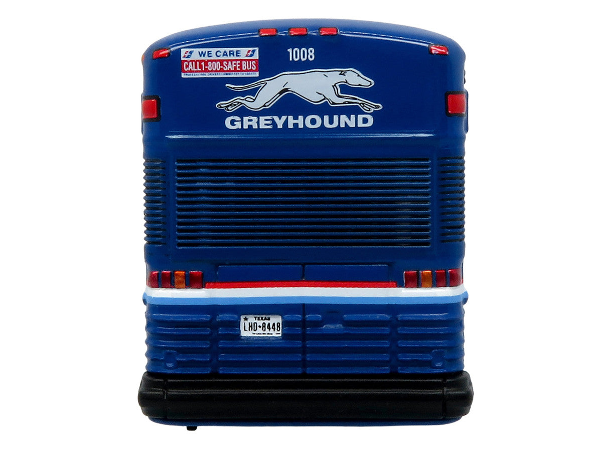 2001 MCI D4000 Coach Bus "Greyhound" Blue with Stripes "Vintage Bus & Motorcoach Collection" Limited Edition to 504 pieces Worldwide 1/87 (HO) Diecast Model by Iconic Replicas-3