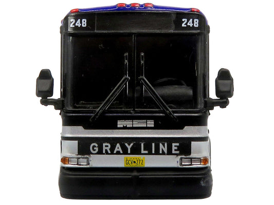2001 MCI D4000 Coach Bus "Gray Line of Alaska" Dark Blue with Stripes "Vintage Bus & Motorcoach Collection" Limited Edition to 504 pieces Worldwide 1/87 (HO) Diecast Model by Iconic Replicas Iconic Replicas