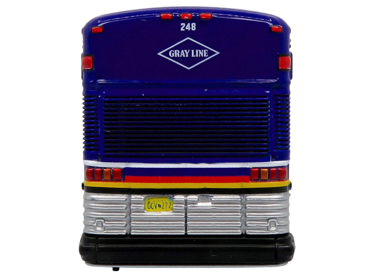 2001 MCI D4000 Coach Bus "Gray Line of Alaska" Dark Blue with Stripes "Vintage Bus & Motorcoach Collection" Limited Edition to 504 pieces Worldwide 1/87 (HO) Diecast Model by Iconic Replicas Iconic Replicas