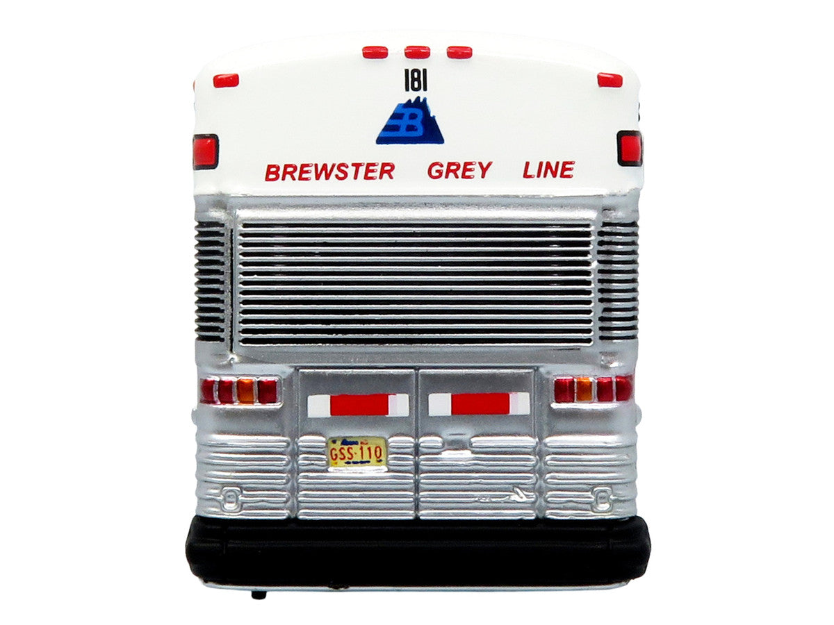 2001 MCI D4000 Coach Bus "Brewster Gray Line" White with Blue Stripes "Vintage Bus & Motorcoach Collection" Limited Edition to 504 pieces Worldwide 1/87 (HO) Diecast Model by Iconic Replicas Iconic Replicas