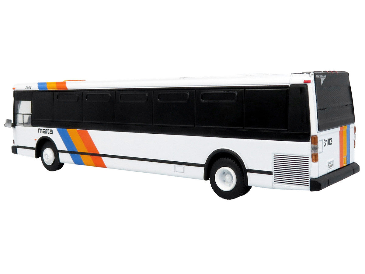 1980 Grumman 870 Advanced Design Transit Bus "MARTA Atlanta" White with Stripes "Vintage Bus & Motorcoach Collection" Limited Edition 1/87 (HO) Diecast Model by Iconic Replicas-1