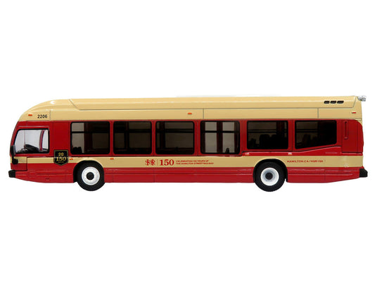 Nova Bus LFS HEV Transit Bus "Hamilton Street Railway 150th Anniversary" Cream and Red "The Bus & Motorcoach Collection" Limited Edition to 504 pieces Worldwide 1/87 (HO) Diecast Model by Iconic Replicas Iconic Replicas