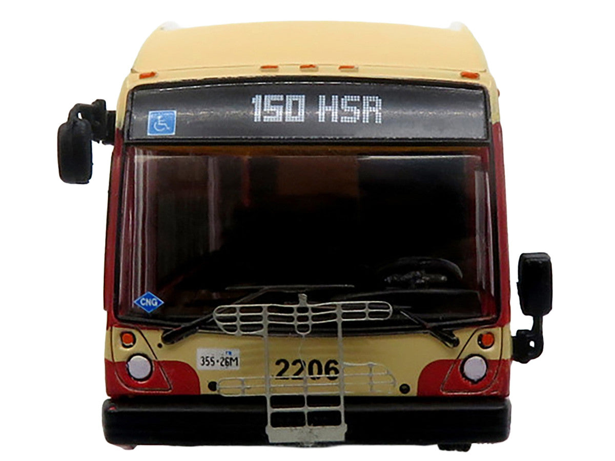 Nova Bus LFS HEV Transit Bus "Hamilton Street Railway 150th Anniversary" Cream and Red "The Bus & Motorcoach Collection" Limited Edition to 504 pieces Worldwide 1/87 (HO) Diecast Model by Iconic Replicas Iconic Replicas