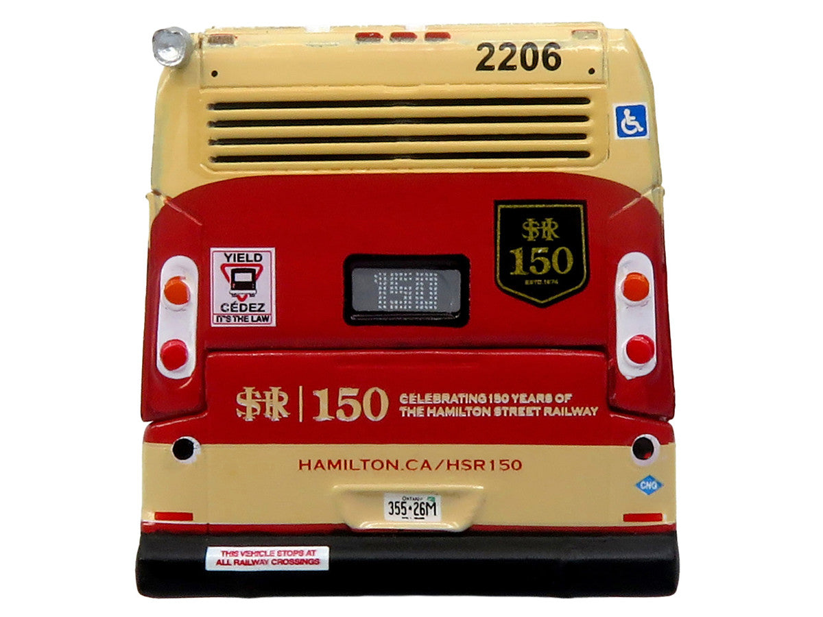 Nova Bus LFS HEV Transit Bus "Hamilton Street Railway 150th Anniversary" Cream and Red "The Bus & Motorcoach Collection" Limited Edition to 504 pieces Worldwide 1/87 (HO) Diecast Model by Iconic Replicas Iconic Replicas
