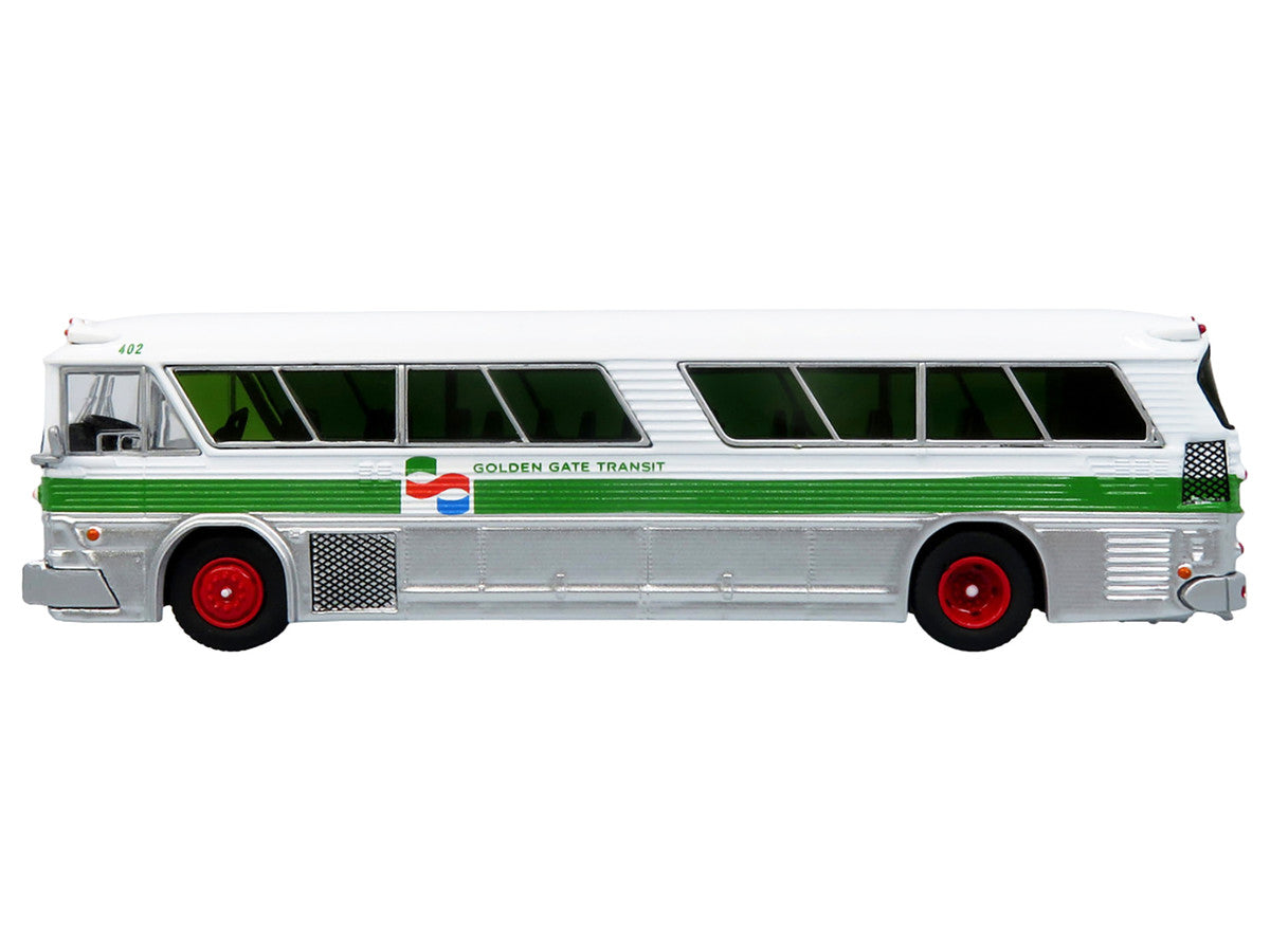 1964 MCI MC-5A Coach Bus "Golden Gate Transit" White with Green Stripes "Vintage Bus & Motorcoach Collection" Limited Edition to 504 pieces Worldwide 1/87 (HO) Diecast Model by Iconic Replicas-0