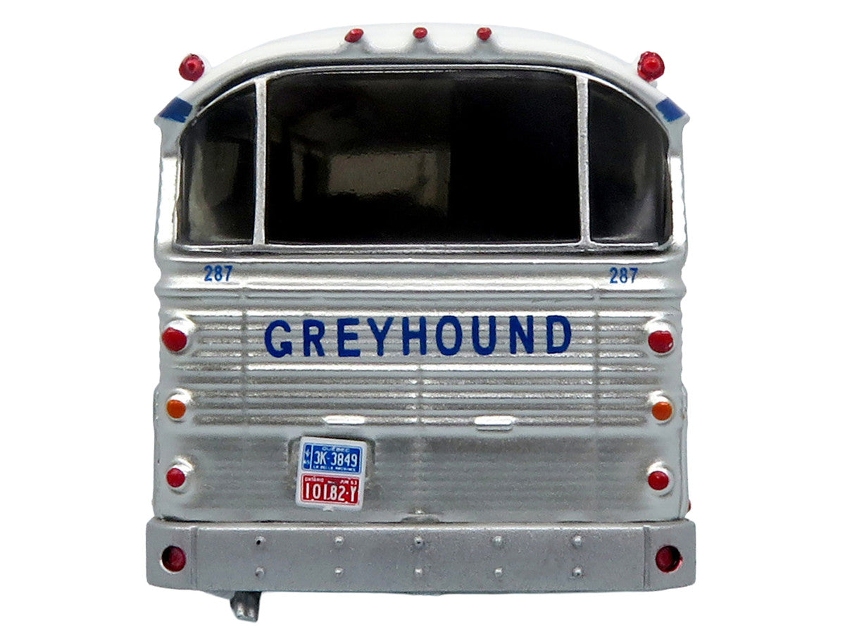 1964 MCI MC-5A Coach Bus "Greyhound Canada" White with Blue Stripes "Vintage Bus & Motorcoach Collection" Limited Edition to 504 pieces Worldwide 1/87 (HO) Diecast Model by Iconic Replicas Iconic Replicas