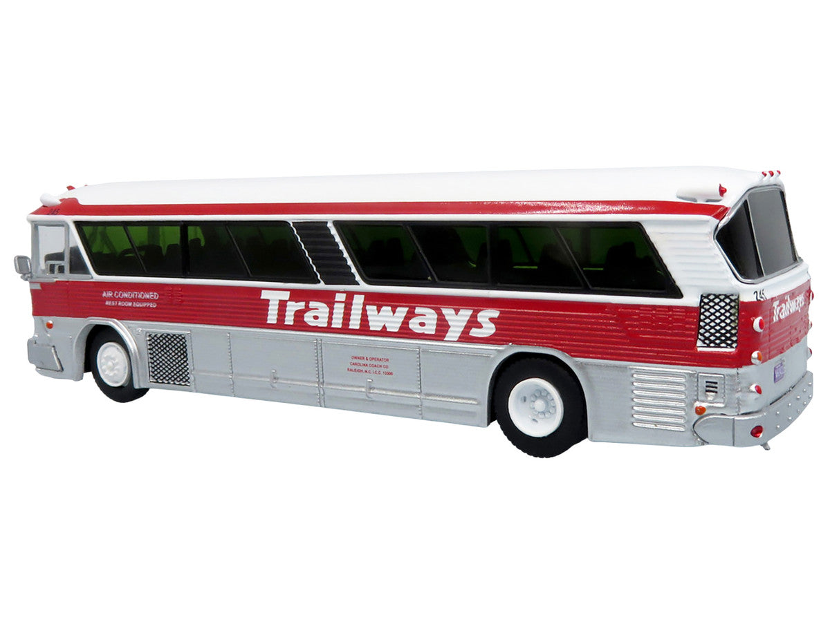1964 MCI MC-5A Coach Bus "Trailways Chicago" White with Red Stripes "Vintage Bus & Motorcoach Collection" Limited Edition to 504 pieces Worldwide 1/87 (HO) Diecast Model by Iconic Replicas Iconic Replicas
