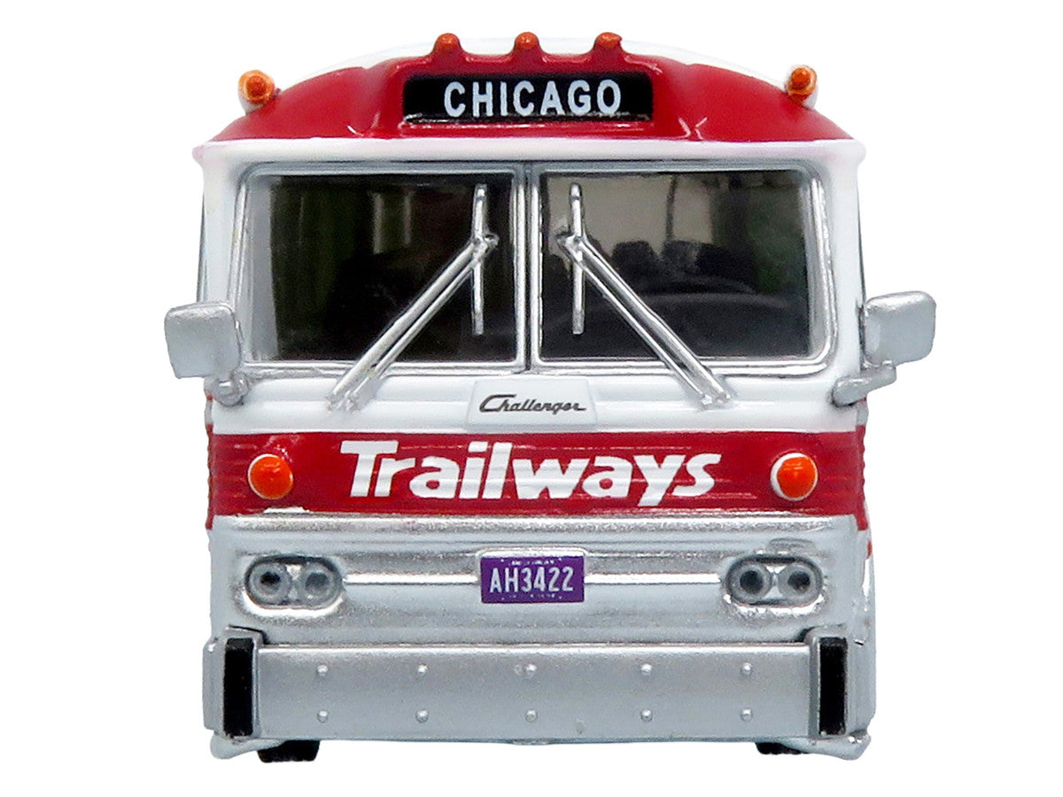 1964 MCI MC-5A Coach Bus "Trailways Chicago" White with Red Stripes "Vintage Bus & Motorcoach Collection" Limited Edition to 504 pieces Worldwide 1/87 (HO) Diecast Model by Iconic Replicas Iconic Replicas