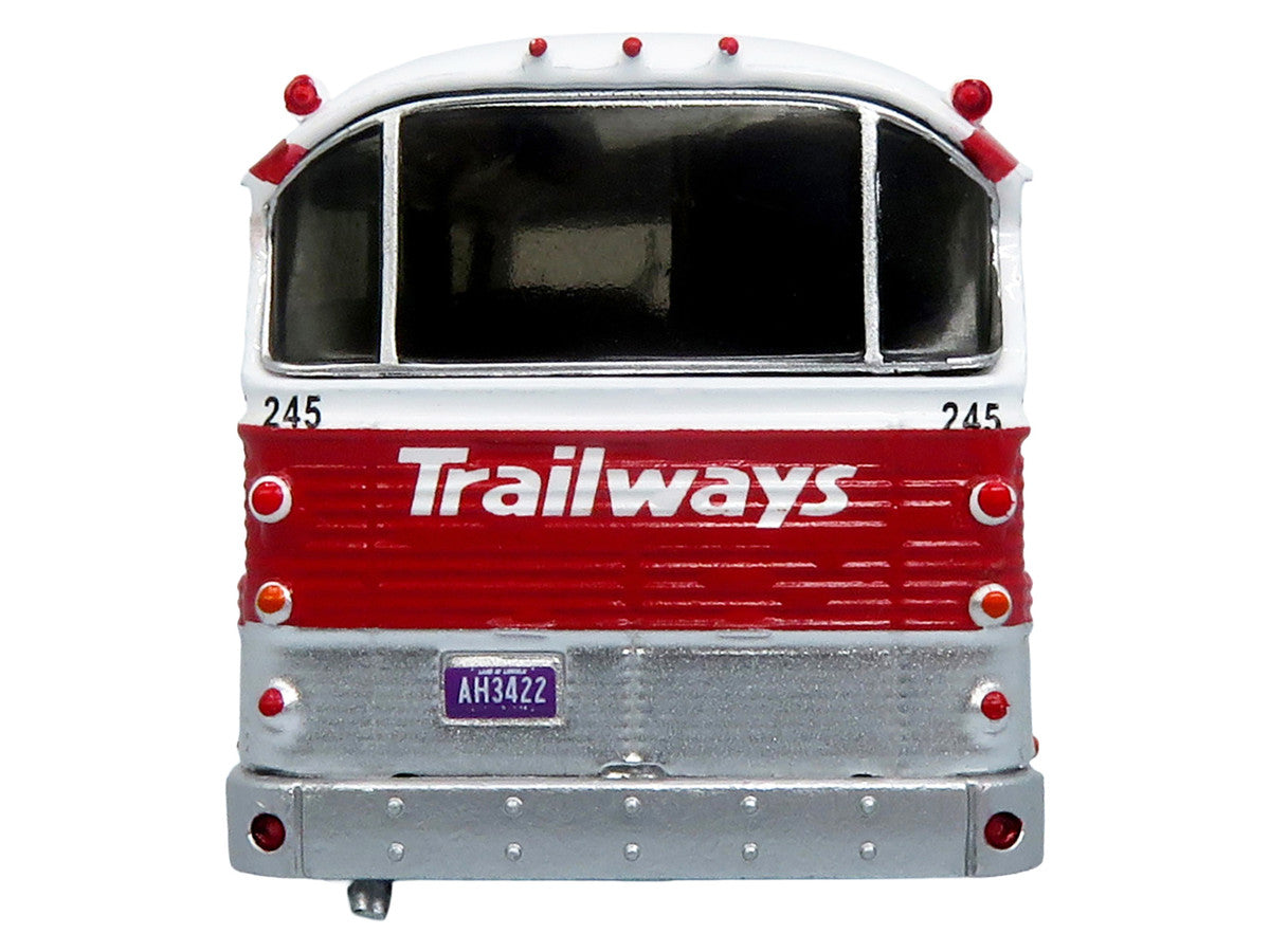 1964 MCI MC-5A Coach Bus "Trailways Chicago" White with Red Stripes "Vintage Bus & Motorcoach Collection" Limited Edition to 504 pieces Worldwide 1/87 (HO) Diecast Model by Iconic Replicas Iconic Replicas