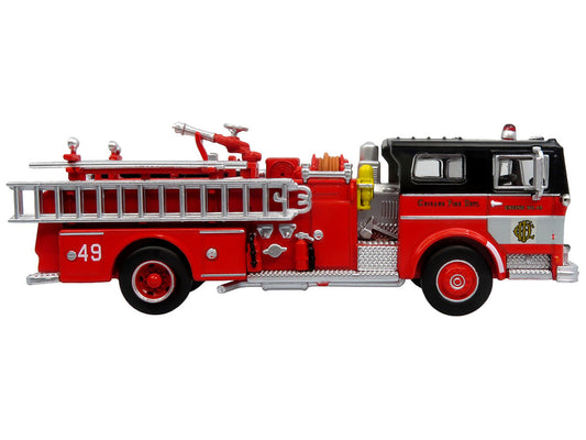 1974 Ward LaFrance Fire Engine "Chicago Fire Department - Engine 49" Red with Black Top "5 Alarm" Series Limited Edition 1/87 (HO) Diecast Model by Iconic Replicas Iconic Replicas