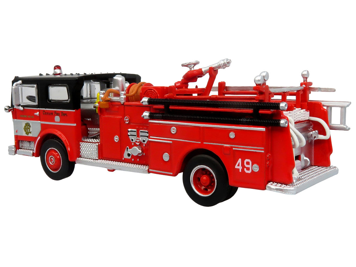 1974 Ward LaFrance Fire Engine "Chicago Fire Department - Engine 49" Red with Black Top "5 Alarm" Series Limited Edition 1/87 (HO) Diecast Model by Iconic Replicas Iconic Replicas