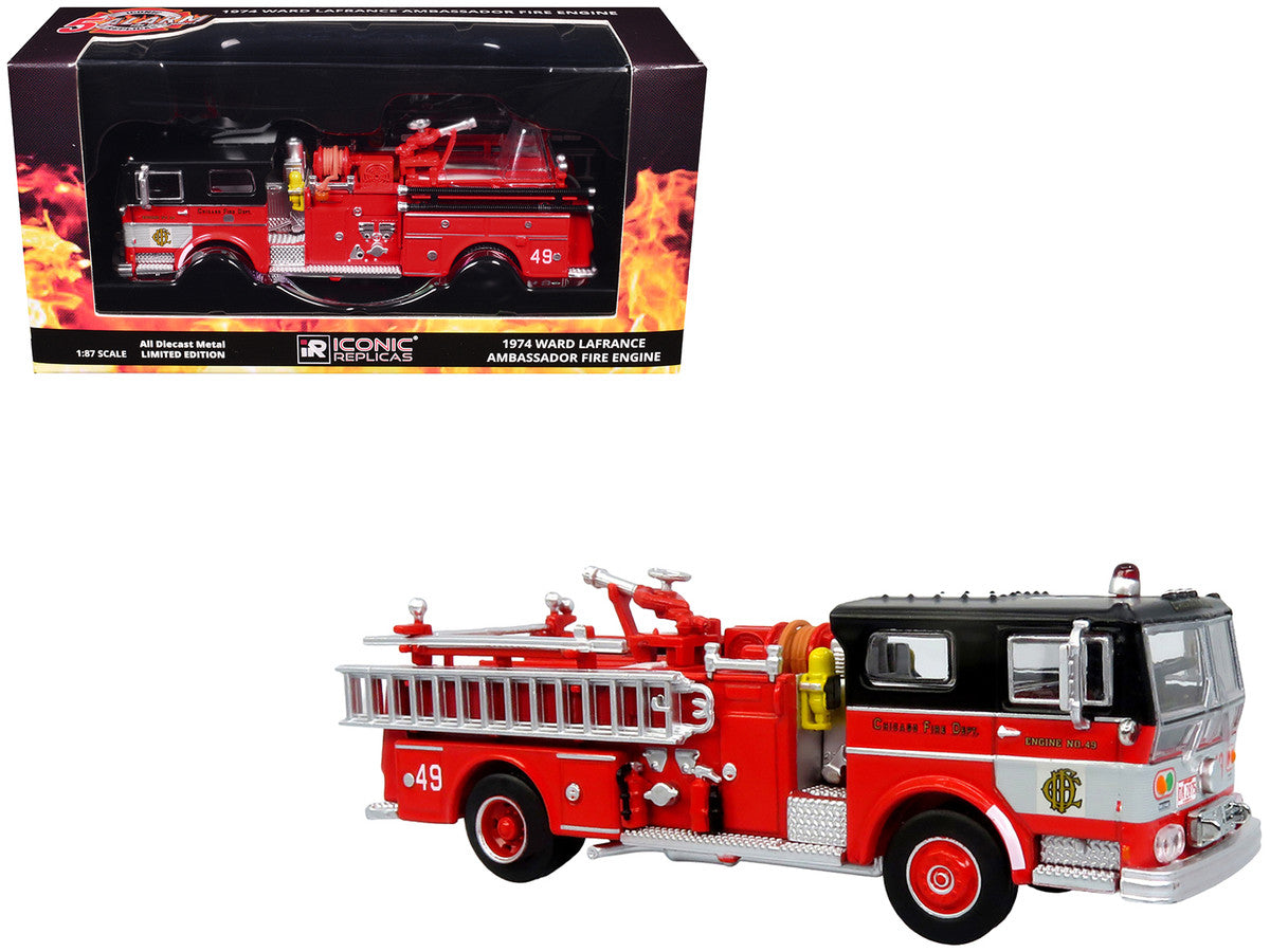 1974 Ward LaFrance Fire Engine "Chicago Fire Department - Engine 49" Red with Black Top "5 Alarm" Series Limited Edition 1/87 (HO) Diecast Model by Iconic Replicas Iconic Replicas