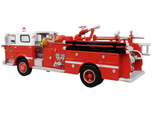 1974 Ward LaFrance Fire Engine "San Francisco Fire Department – Engine 31" Red with White Top "5 Alarm" Series Limited Edition 1/87 (HO) Diecast Model by Iconic Replicas Iconic Replicas