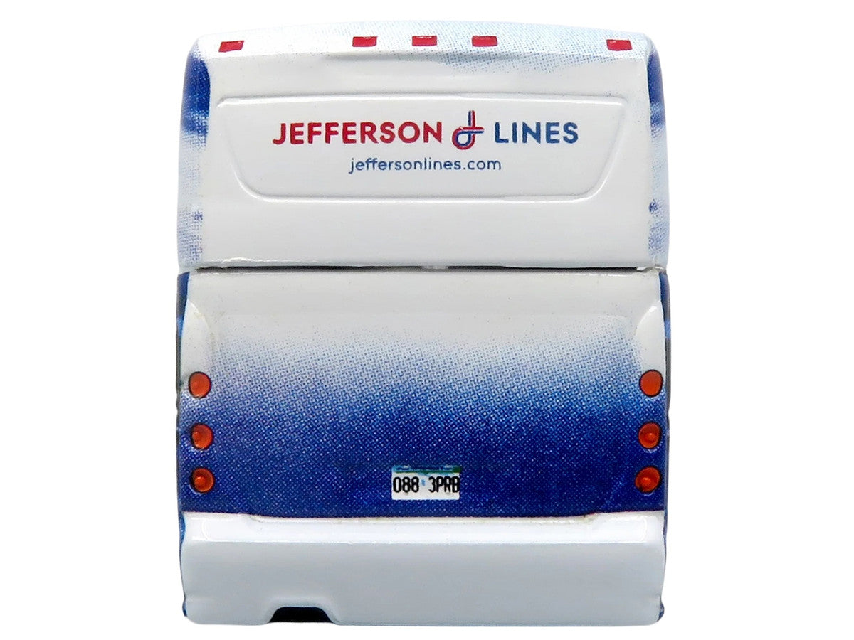 MCI D4520 Commuter Coach Bus "Jefferson Lines" White with Blue Graphics "The Bus & Motorcoach Collection" Limited Edition to 504 pieces Worldwide 1/87 (HO) Scale Diecast Model by Iconic Replicas Iconic Replicas