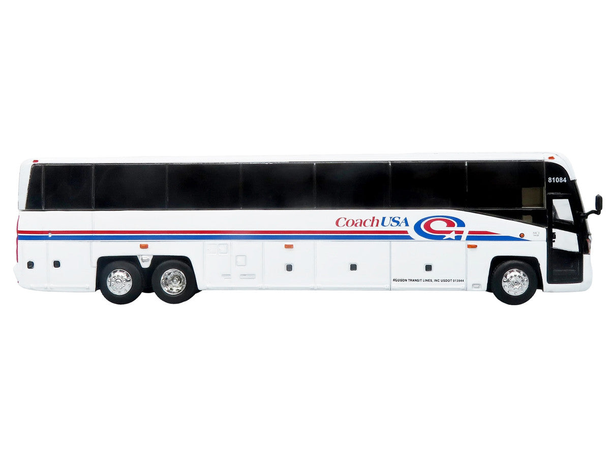 MCI D4520 Commuter Coach Bus "Coach USA" White with Blue and Red Stripes "The Bus & Motorcoach Collection" Limited Edition to 504 pieces Worldwide 1/87 (HO) Scale Diecast Model by Iconic Replicas Iconic Replicas