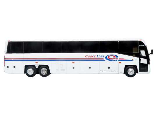 MCI D4520 Commuter Coach Bus "Coach USA" White with Blue and Red Stripes "The Bus & Motorcoach Collection" Limited Edition to 504 pieces Worldwide 1/87 (HO) Scale Diecast Model by Iconic Replicas Iconic Replicas