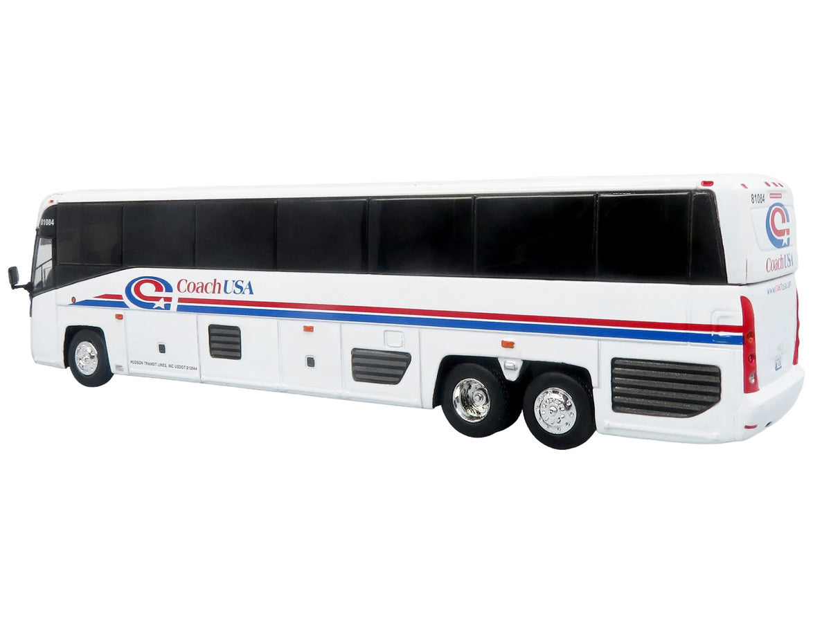 MCI D4520 Commuter Coach Bus "Coach USA" White with Blue and Red Stripes "The Bus & Motorcoach Collection" Limited Edition to 504 pieces Worldwide 1/87 (HO) Scale Diecast Model by Iconic Replicas Iconic Replicas