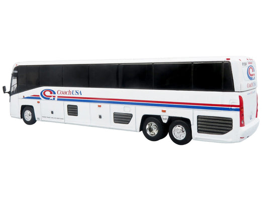 MCI D4520 Commuter Coach Bus "Coach USA" White with Blue and Red Stripes "The Bus & Motorcoach Collection" Limited Edition to 504 pieces Worldwide 1/87 (HO) Scale Diecast Model by Iconic Replicas Iconic Replicas
