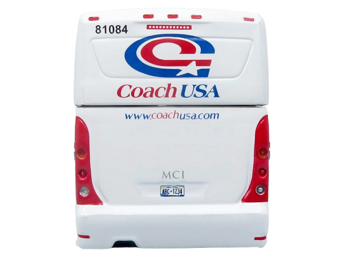 MCI D4520 Commuter Coach Bus "Coach USA" White with Blue and Red Stripes "The Bus & Motorcoach Collection" Limited Edition to 504 pieces Worldwide 1/87 (HO) Scale Diecast Model by Iconic Replicas Iconic Replicas