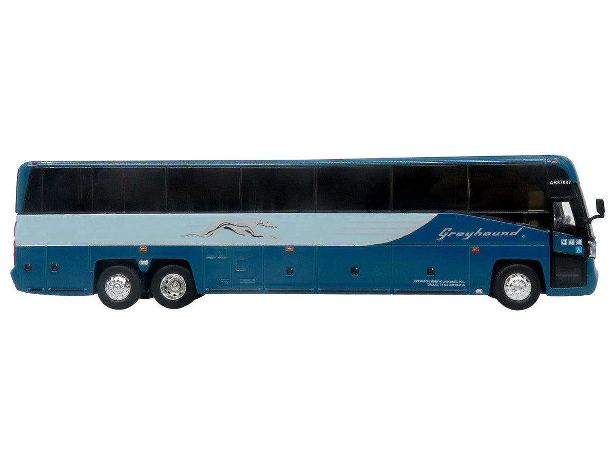 MCI D4520 Commuter Coach Bus "Greyhound Lines" Blue with Light Blue Stripes "The Bus & Motorcoach Collection" Limited Edition to 504 pieces Worldwide 1/87 (HO) Scale Diecast Model by Iconic Replicas Iconic Replicas