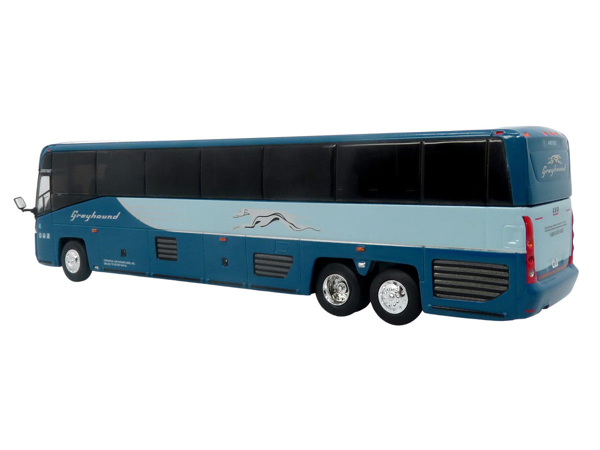MCI D4520 Commuter Coach Bus "Greyhound Lines" Blue with Light Blue Stripes "The Bus & Motorcoach Collection" Limited Edition to 504 pieces Worldwide 1/87 (HO) Scale Diecast Model by Iconic Replicas Iconic Replicas