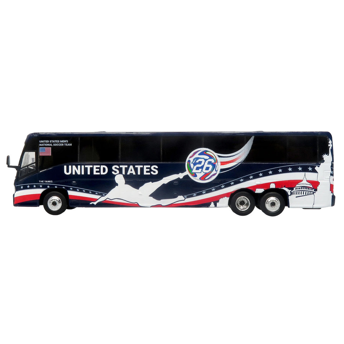 MCI J4500 Coach Bus "United States National Soccer Team" Dark Blue with Graphics "International Federation of the Global Game" Series Limited Edition to 504 pieces Worldwide 1/87 (HO) Diecast Model by Iconic Replicas Iconic Replicas