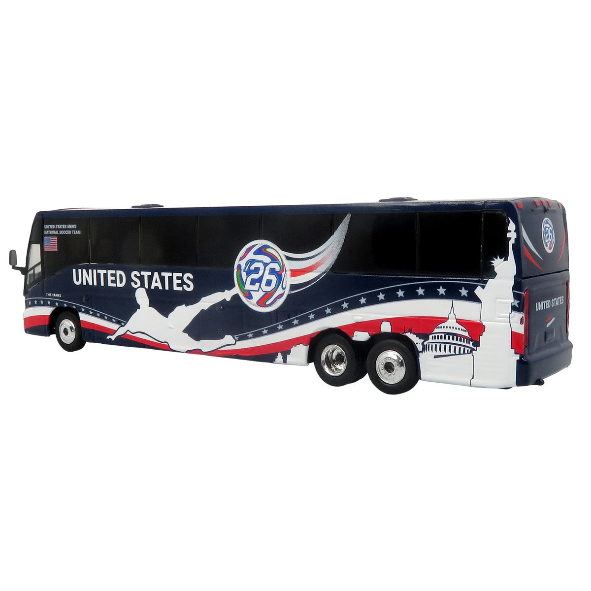 MCI J4500 Coach Bus "United States National Soccer Team" Dark Blue with Graphics "International Federation of the Global Game" Series Limited Edition to 504 pieces Worldwide 1/87 (HO) Diecast Model by Iconic Replicas Iconic Replicas